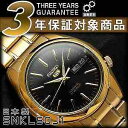 【日本製逆輸入 SEIKO5】セイコー5 メンズ 自動巻き式腕時計 ゴールド×ブラック ゴールドステンレスベルト SNKL50J1【AYC】