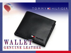 【TOMMY HILFIGER】トミー ヒルフィガー ウォレット 二つ折り財布 小銭入れ付き レザー ブラック 0096-5475-01 0096-5475/01