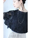 【再入荷♪5月19日12時&22時より】「frenchpave」咲き誇る黒花レースのフレアスリーブ
