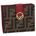 フェンディ FENDI 2020年春夏新作 財布 二つ折り ミニ財布 F is Fendi FFロゴ エンボス コンチネンタル レッド系 ズッカ柄 8M0386 AAII F13VJ