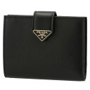 プラダ PRADA 財布 二つ折り サフィアーノトライアングル ミニ財布 レディース ブラック 1MV204 2DYG 002