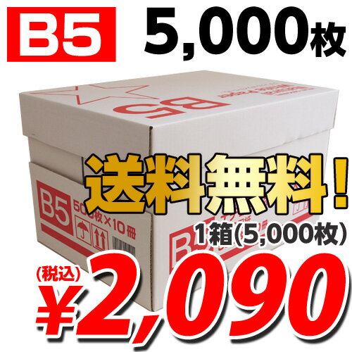 ナチュラルホワイトコピー用紙 B5 5000枚 2090円(税込) 【送料無料！】