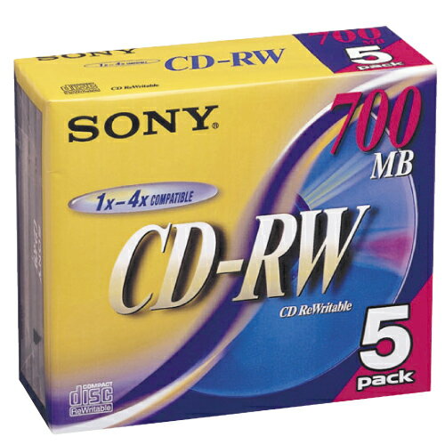 SONY CD-RW 700MB 1-4x 5枚 【合計￥1900以上送料無料！】