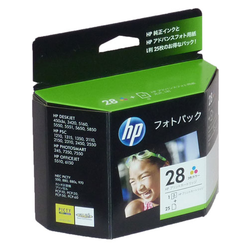 HP28/L判 フォトパック・3色 CR714AJ (プリンタカートリッジ1本＋L判25枚）【smtb-k】【送料無料！】送料無料！