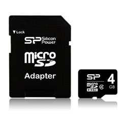 SILICON POWER（シリコンパワー）microSDHCカード 4GB CLASS4 SD変換アダプター付きSP004GBSTH004V10