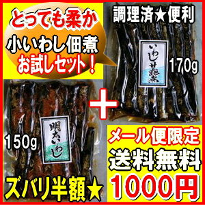 レビューを書いて送料無料/いわし 1000円ポッキリ★メール便限定送料無料★いわし甘露煮170gといわし明太150gお試しセット※代引き決済は利用不可 期間限定 50％OFF わけあり　訳あり 送料無料