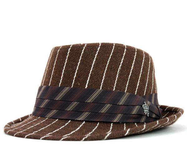 NXeB[YNE tFhnbg uECHRISTYS CROWN SEVEN FEDORA STRIP BAND HAT BROWNʔ