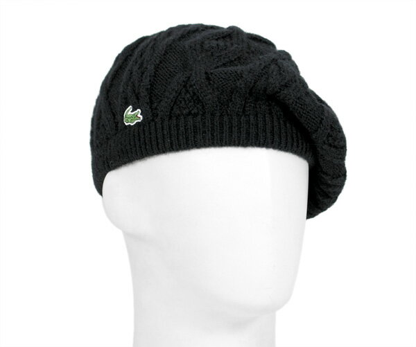 ラコステ ニット ベレー ブラック LACOSTE KNIT BERET BLACK [ 帽子 ベレー帽 ニットキャップ ニット帽 ゴルフ ]