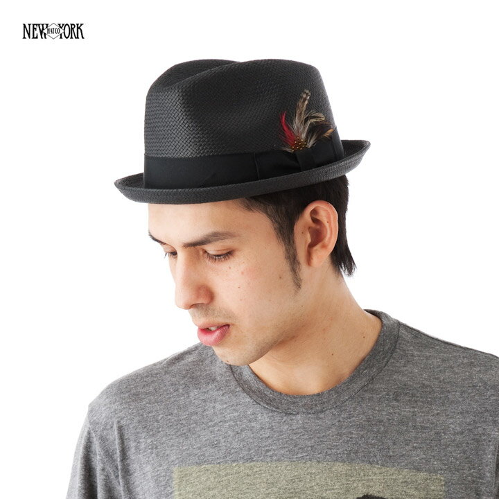 ニューヨークハット マイマンサル ブラック NEW YORK HAT MY MAN SAL BLACK [ 帽子 ヘッドギア 麦わら 麦わら帽子 ストロー 中折れ ニューヨーク ハット NEWYORKHAT 大きいサイズ メンズ レディース ]