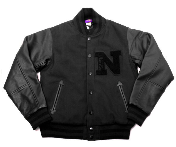 送料無料 ニューエラ アウター レザー スタジアム ジャケット ブラック NEWERA LEATHER STADIUM JACKET BLACK [ スタジャン newera new era cap ニューエラキャップ キャップ 大きい サイズ メンズ ]