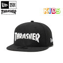 NEW ERA YOUTH(ニューエラ ユース) スラッシャー コラボ スナップバックキャップ 9FIFTY ロゴ ブラック THRASHER NEWERA 帽子 男の子 女の子