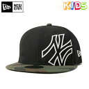 ニューエラ キッズ キャップ スナップバック 9FIFTY バタリオン MLB ニューヨークヤンキース ブラック カモフラ 迷彩柄 NEW ERA KIDS