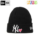 ニューエラ キッズ ニット帽 カフ ハート MLB ニューヨークヤンキース ブラック/ホワイト/ピンク NEW ERA KIDS キッズニット帽 無地 シンプル ブランド おしゃれ ストリート ぼうし 【YP】