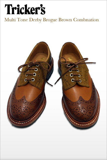 TrickersȥåTM5633-CMB-4 Multi Tone Derby Brogue Brown Combnation