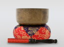 勘三郎りん薄色結晶仕上げ 4.5寸(直径約13.5cm)おりん・おりん座布団・りん棒セット