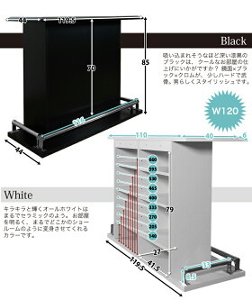 【送料無料】木製ホワイトブラックバーカウンターカウンターテーブルカウンターキッチンキッチンカウンターダイニングテーブル鏡面モノトーン天然木エナメル塗装黒白【BrilloブリロW120】