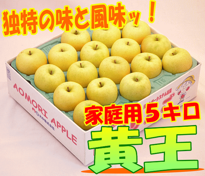 【9月上中旬発送】黄王 家庭用 5キロ【8月17日までポイント10倍】【青森県産、常温送料無料】【2sp_120810_green】