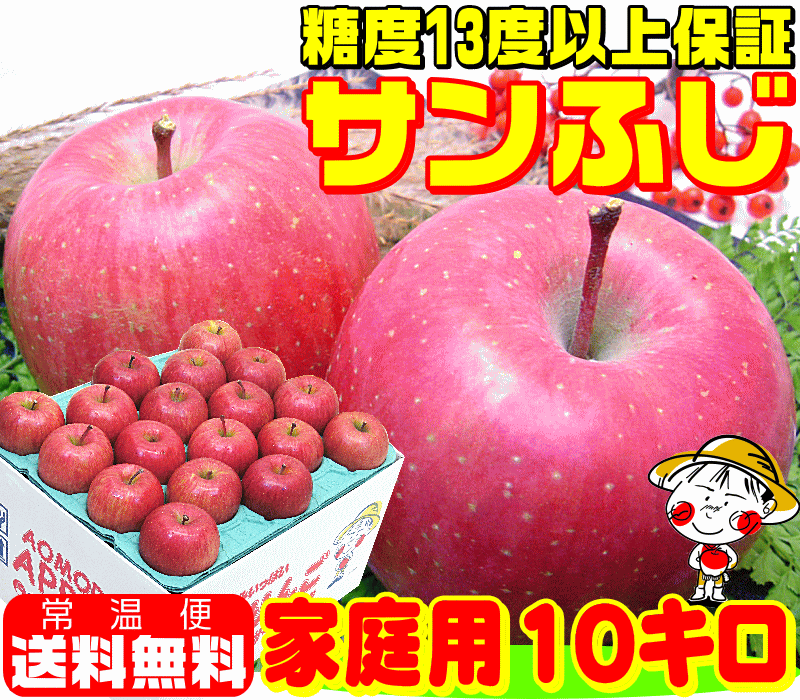 食べ納め限定価格糖度13度以上保証 サンふじ家庭用10キロ青森県産 送料無料 産地直送 訳あり毎日のフルーツや健康のため♪ ふじりんご 青森りんご 林檎 apple コールドプレスジュース用にも♪ 【RCP】