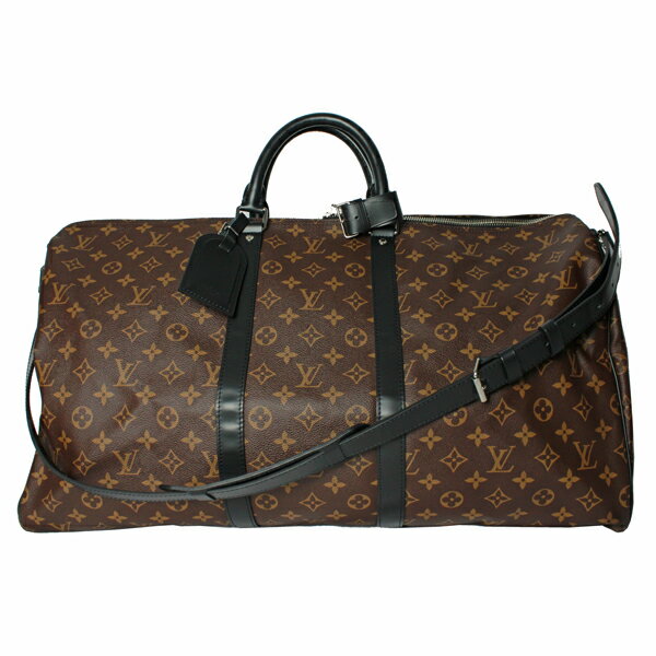 LOUIS VUITTON ルイヴィトン ボストン キーポル・バンドリエール 55 モノグラム・マカサー ブラウン/ブラック シルバー金具 M56714【送料無料】【中古】【D5752】