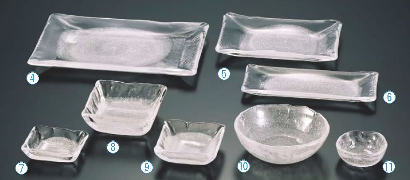 硝子和食器 白雪1 長角大皿 【ガラス和食器】【グラス 食器】【和食器 湯呑】