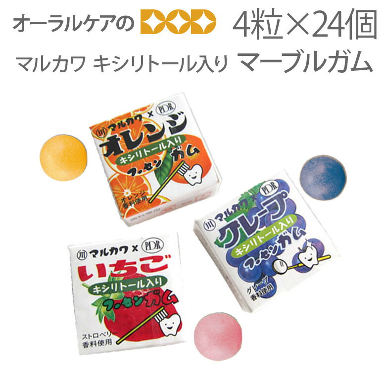 マルカワ キシリトール入り マーブルガム （4粒入り）×24個 駄菓子 【メール便不可】...:oralcare-dod:10001288