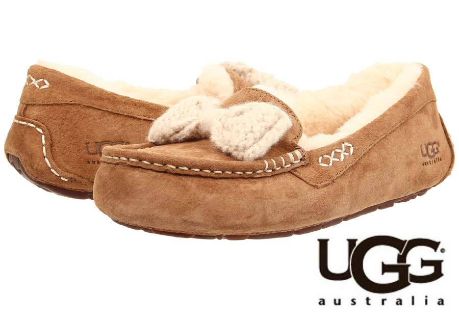 【2015年秋冬新入荷】UGG（アグ）ANSLEY KNIT BOW ムートンモカシンリボ…...:orangecookie:10035959