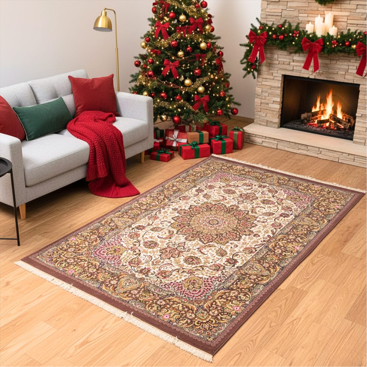 ペルシャ絨毯 【本物イラン産】 クム産 シャーイエステ工房 コルクウール ベージュ メダリオン エスリム柄 220×140cm 手織り絨毯 ラグ 厚み 手織り 絨毯 本場 5大産地 華やか 豪華 高級 NT7475