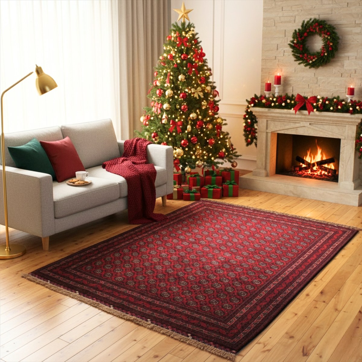 【至宝の逸品】アフガニスタン産 ホジャロシュナイ 絨毯 マザリシャリフ アンティーク ヴィンテージ レッド ワインレッド ウール 深紅の美 芸術品 196×150cm トライバル 手織り絨毯 ラグ カーペット 高品質 PS7295