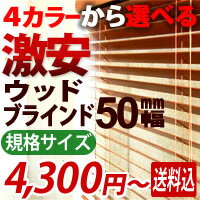 ブラインド 激安 ウッド 木製ブラインド 規格サイズ スラット幅50mm 幅60cm高さ100cm（インテリア/楽天/通販/ブラインド/ウッド/ブラインドカーテン/）