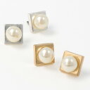 ピアス ニッケルフリー FILL PEARL パール スクエア メタル ポストピアス | アクセサリー レディース 女性 大人 プレゼント ギフト 結婚式 誕生日 おしゃれ オシャレ かわいい 可愛い シンプル 20代 30代 40代 50代