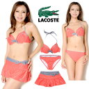 【送料無料】あす楽 LACOSTE ラコステ フレアキュロット付きビキニ水着3点セット レディース 26133 セパレート ホルターネック スイムウエア ショートパンツ 短パン リボン ワイヤー入り 盛りパッド ドット 日本製 レッド ピンク 9M【ラッキーシール対応】【endsale_18】