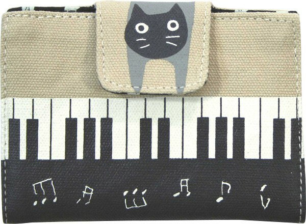 帆布猫 ネコカードケース・カードファイル（ベージュピアノ）（ピンク水玉）（イエロークローバー）ねこ雑貨 ネコ雑貨 猫雑貨 ねこグッズ ネコグッズ 猫グッズ キャット黒猫　ノアファミリー