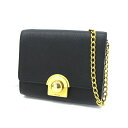 【中古】PRADA|プラダ サフィアーノ チェーン ショルダーバッグ ブラック【f122】