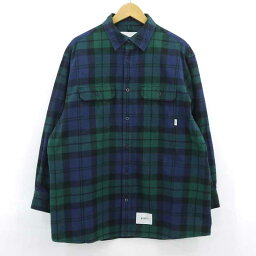 【中古】WTAPS｜<strong>ダブルタップス</strong> Deck / LS / Cotton. Flannel. Textile. Crst　チェック柄 長袖シャツ グリーンなど サイズ：2【f103】