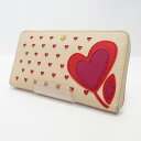 【中古】TORY BURCH/トリーバーチ ハート柄ジッピーウォレット ラウンドファスナー長財布 サイズ:ー カラー:ピンク系【f125】