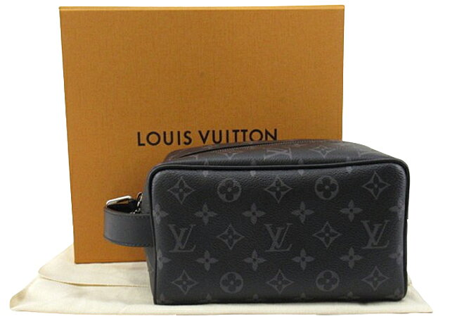 【中古】LOUIS VUITTON “ルイヴィトン” モノグラム・エクリプス ロッカー ドップ・キット クラッチ セカンドバッグ ポーチ トラベルケース M83113 ブラック【鹿児島店】