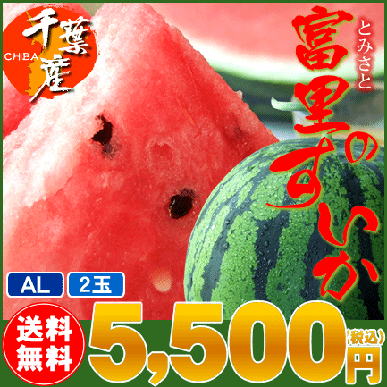 千葉県 富里スイカ AL 2玉⇒5,500円【送料無料】