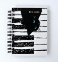 ♪NEW！新着商品★五線プチノート（黒猫）SCB-0082-70＜音楽雑貨＞Pre・sent 人気の黒猫柄のリングノート。中には五線がデザインされておりメモ書きの他にも楽譜が書き込めます。