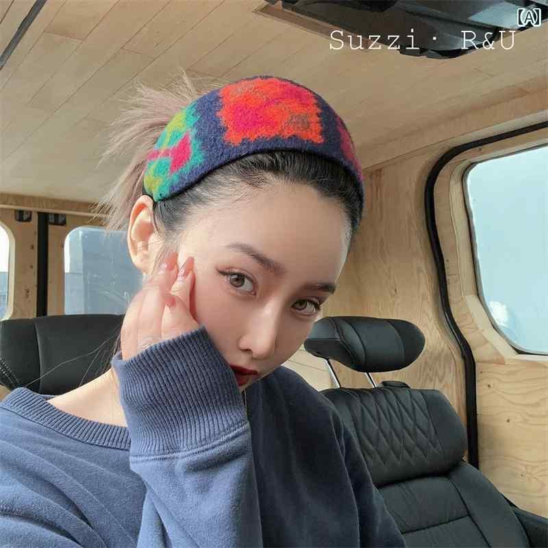 おしゃれ ヘアバンド レディース 大人 ターバン エスニック アクセサリー 韓国 ウール ワイド まめ髪 リゾート レトロ