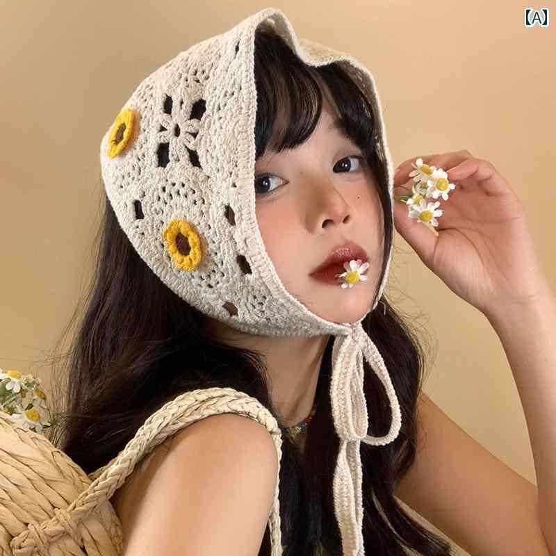 三角巾 大人 おしゃれ 韓国 三角形 ヘッド レディース スカーフ レトロ バンダナ 薄手 アクセサリー 装飾 髪飾り かぎ針編み クロシェ 紐 シンプル カジュアル ガーリー 赤 緑 オレンジ チェック 花柄 イチゴ