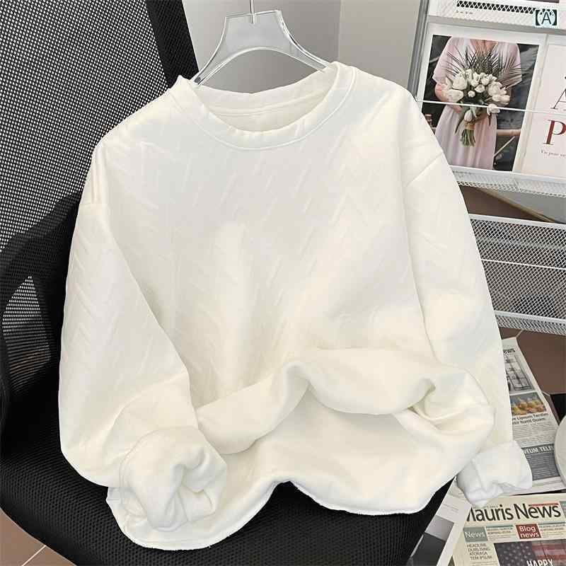 メンズ トップスス アウター インナー おしゃれ 厚手 起毛 スウェットシャツ トレンド ラウンドネックプルオーバー カップル 無地 長袖 Tシャツ