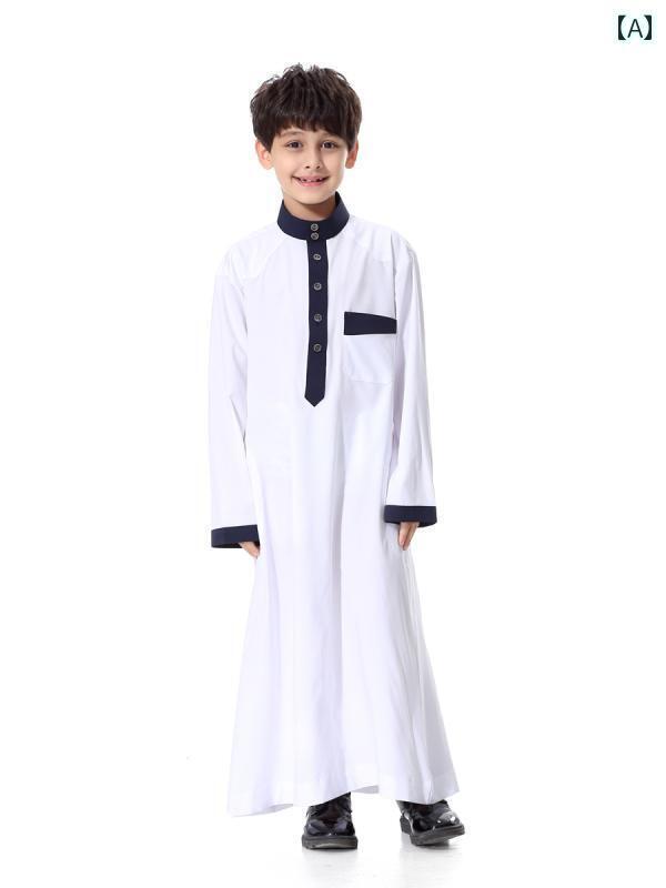 キッズ 男の子 ドバイ サウジ パッチワーク ローブ インドネシア 少年 ローブ ビッグ ボーイ 祈り ローブ