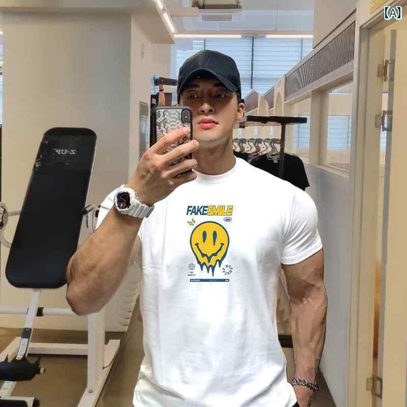 メンズ ィ アメリカン トップスス 半袖 スポーツ Tシャツ ラウンドネック フィットネスウェア 夏