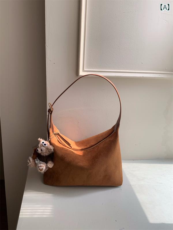 レディース バッグ 普段使い 通勤 シンプル スエード 脇 クロス ボディ