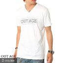 ラインストーンNEWロゴVネックTシャツ【OUT AGE】