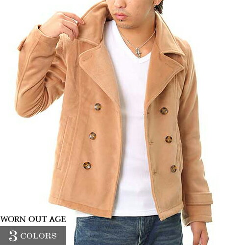 【SALE】フェイクカシミアショートPコート2014【WORN OUT AGE】