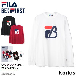 【30%OFFセール】 FILA フィラ BE___FIRST Tシャツ 長袖 メンズ レディース ブランド ロンT クルーネック 綿100% ノベルティ付き 韓国 正規品 BIGロゴプリント おしゃれ シンプル コラボ M L ゆったり ブラック 黒 ホワイト 白 ワイン 赤 学生 ビーファースト