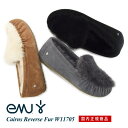 【日本正規品】emu(エミュ/エミュー) シープスキン スエードモカシン Cairns Reverse Fur ケアンズ リバース ファー W11705 ムートン モカシン ファー ボア フラットシューズ ブラック レディース 靴【あす楽対応】【返品送料無料】【大きいサイズ】