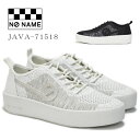 NO NAME ノーネーム スニーカー JAVA-71518 ニットスニーカー レザー フラットスニーカー シューズ レディース 靴 黒 ブラック白 ホワイト【返品送料無料】【あす楽対応】