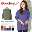 Goodwear グッドウェア ロングスリーブ ポケット付き ビッグ Tシャツ ロンT ロングTシャツ メンズ レディース トップス 長袖 シンプル クルーネック 大きめ 無地 インナー ゆったり 綿 厚手 ブランド